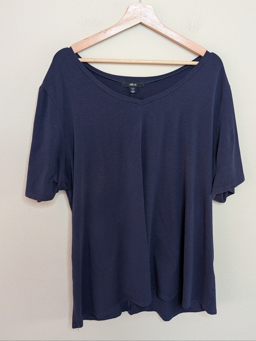 Ellos Navy Blue V-Neck Tee 1X